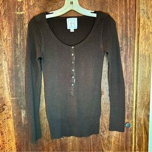 Old Navy Dark Brown Long Sleeve Ribbed Top